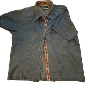 Vintage Bill Blass Women’s Plus Size 90s Style Denim Button Down Short Sleeve